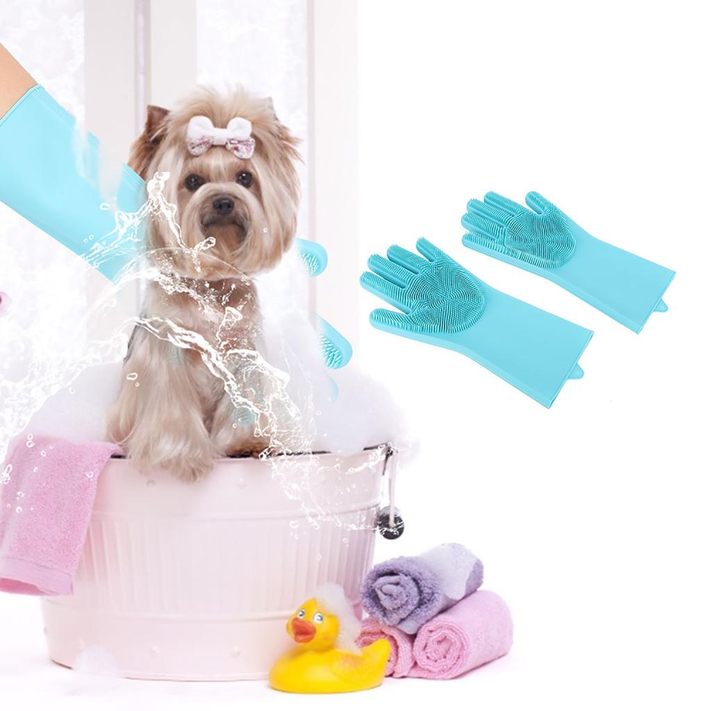 2Pcs Pet Cat Dog Bathing Massage Shower Gloves Multifunctional Cleaning Brush