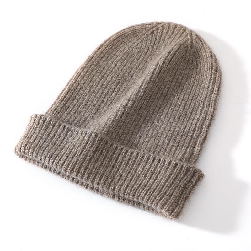 Unisex 100% Pure Cashmere Hat - New Autumn/Winter Ribbed Knit, Versatile and Warm One Size