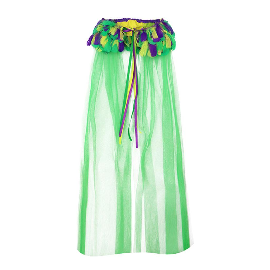 2Pcs Mardi Gras Outfit Mardi Gras Poncho Scarf Shawl Masquerades Mask Mardi Gras Costume Accessories for Carnivals Party