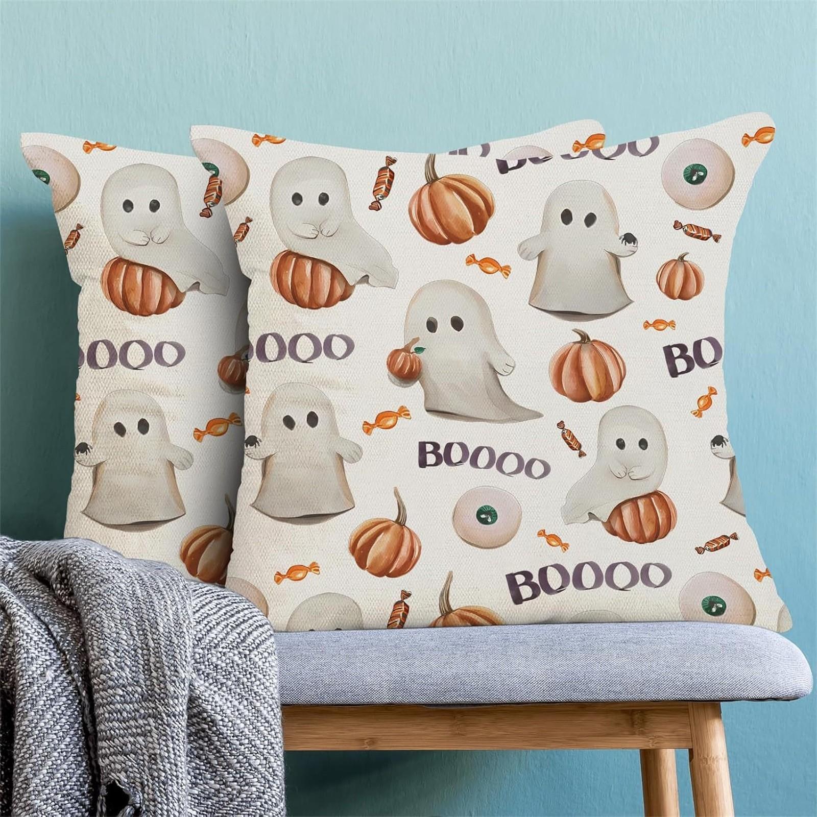 

Halloween Pillow Cover Specter Print Pillow Living Room Sofa Cushion Bedside Pillow Cover One Size