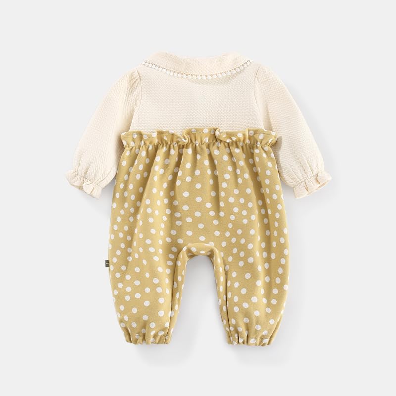 Baby koi Baby Long Sleeve Layered Newborn Faux Layered Baby Polka Dot Size 24M Clothes, Romper, Spring/Autumn Style, Coverall, Girl, Pre-birth Gift,