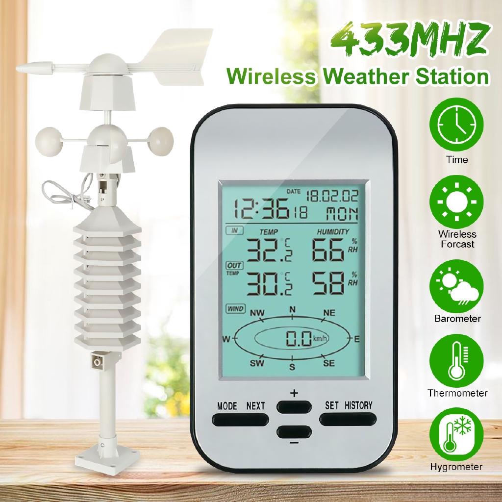 433mhz Professional RF Wireless Anemometer With Wind Speed & Direction Sensor New Wireless Weather Station Clock