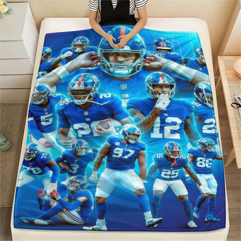 Giants Players Printed Flannel Blanket, Soft Throw for Bedroom Sofa, Washable, Fan Merchandise, Great Gift.