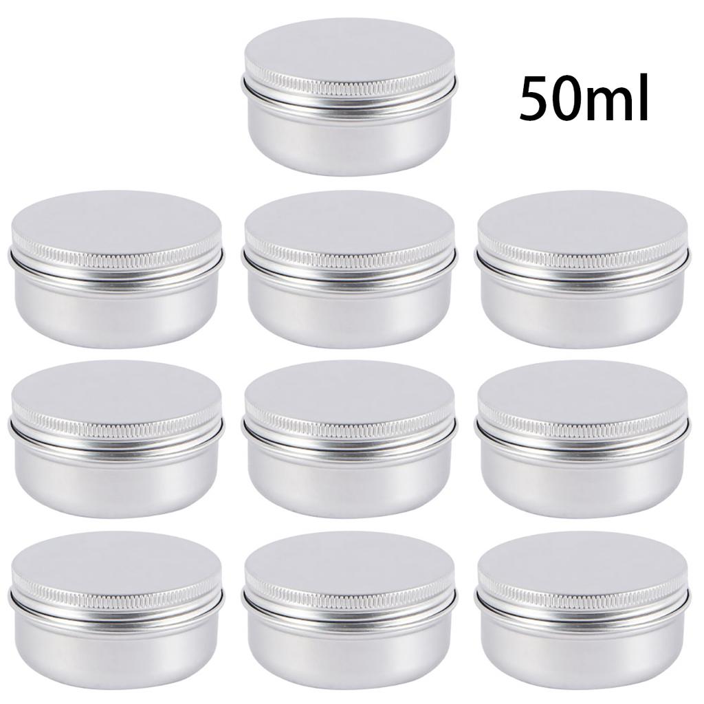 10Pcs 50g 100g Empty Tins Cans Aluminum Jars Refillable Empty Metal Pot Mini Portable Container Travel Sample Pot
