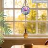2D Flat Stained Glass Flower Window Decoration, 7.87inches Purple Tulips Design Colored Glass Plate with Chain, Charming Spring Summer Sun Catcher