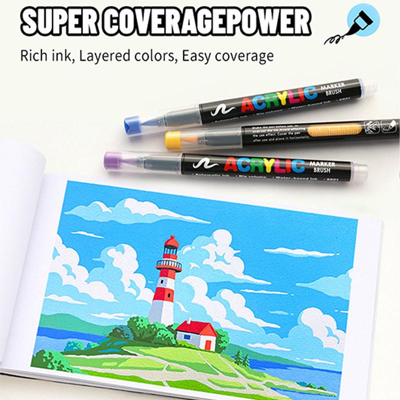12/24/36/48/72 Colors Acrylic Paint Markers Brush Tip Paint Marker For Rock Painting Wood Canvas Stone Diy Crafts Christmas Gift