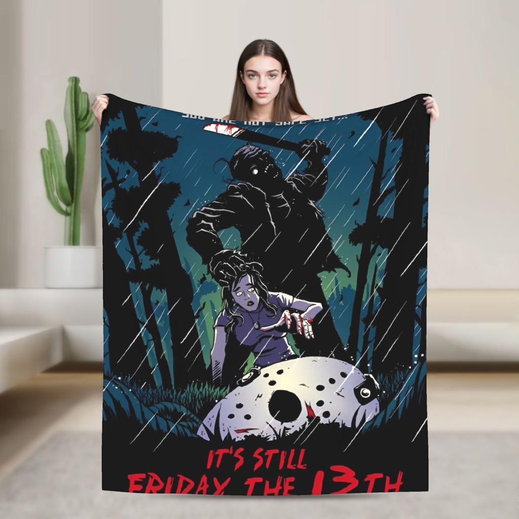 Friday Jason Voorhees 13th Blanket Horror Scary Halloween Flannel Funny Warm Throw Blanket for Bed Sofa Spring/Autumn Office