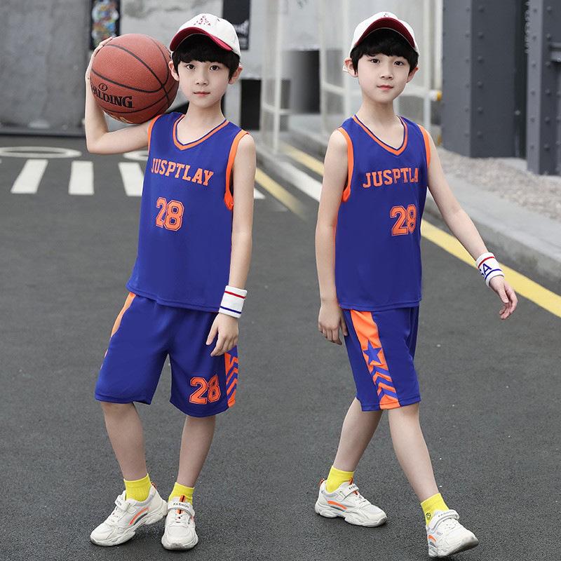 

Kids Sleeveless Basketball Jersey & Shorts Set - Boys Casual Summer Sportswear 160