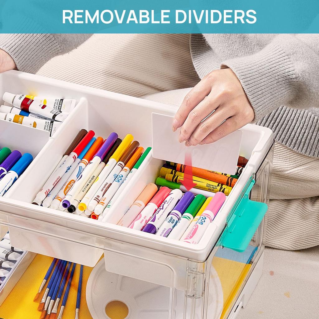 Transparent Plastic Craft Storage Box with Partition Large Capacity Household Goods Storage Box Toy Book Home Storage Box