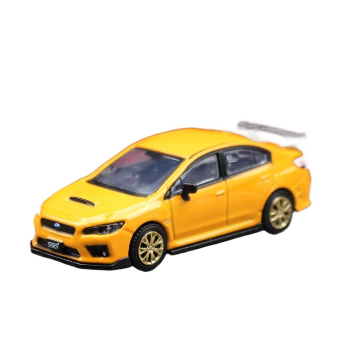

1/64 Subaru STI WRX Super Racing Toy Car JKM JDM Миниатюрная модель литого под давлением автомобиля из металлического сплава Бесплатные колеса Коллекция Подарков жёлтый