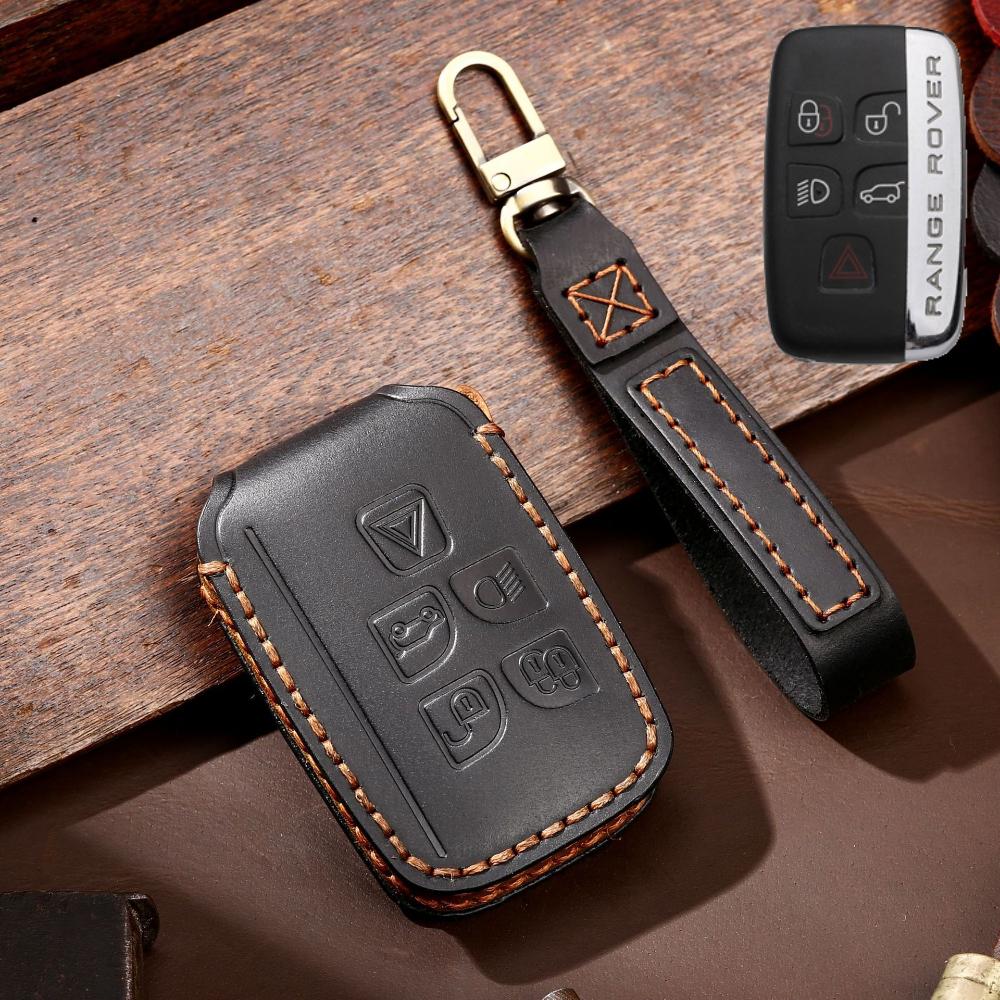Top Grain Leather Key Case for Range Rover Discovery Defender with Leather Strap, Anti-Scratch Full Protection