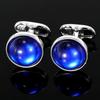 Simple round gemstone cufflinks for women, fashionable and unique, trendy, diamond-studded shirt cuffs, alloy.