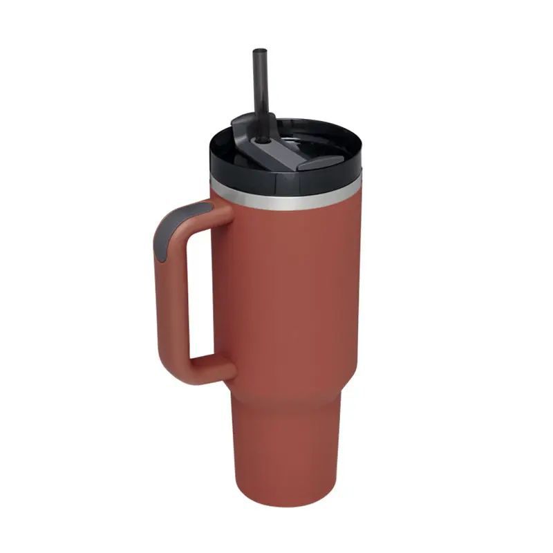 40oz/1200ml Large Capacity Insulation Tumbler With Straw, Portable Car Cup With Handle Suitable For Car Home Office Travel Birthday Gifts
