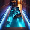 3D Luminescent Waterfall Carpet Glowing Cascade with Rock Cliff Print Runner Rug Ethereal Blue Flow Floor Mat Fashion and Beauty