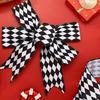 Crafting Ribbon For Holiday Decorations Gift Bowknot Christmas Tree Ornament Durable Polyester Fabric Black White Design