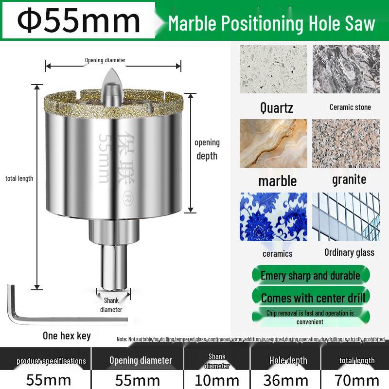 Positioning Drill Bit for Tile, Glass, Marble, and Stone Drilling