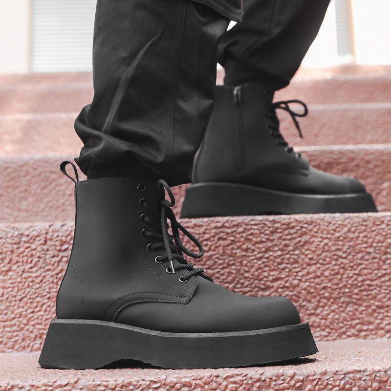 2024 men's new Martin boots high-top lace-up thick-soled heightening British versatile tooling boots men 22310-J