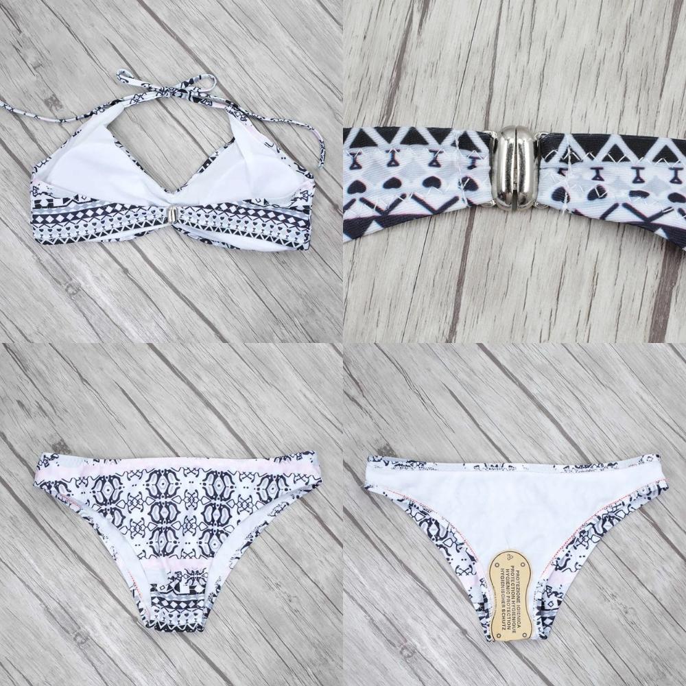 Dwuczęściowy strój kąpielowy bikini z wzorem azteckim, wiązany komplet M Dwuczęściowy strój kąpielowy bikini z wzorem azteckim, wiązany komplet M