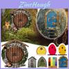 Garden Fairy Door Decoration With Wooden Tree Design For Outdoor Yard Decor