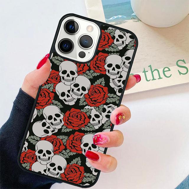 Skull With Roses Coque Shell For iPhone 17 Air 15 16 14 13 12 Pro Max 11 Pro Max Plus Phone Case Cover