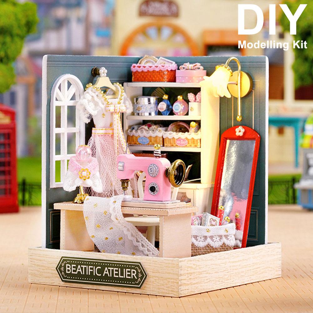 Wooden Craft Doll Houses Home Bedroom Decor DIY Miniature Dollhouse Kit Creative Room Wooden Doll House for Gift