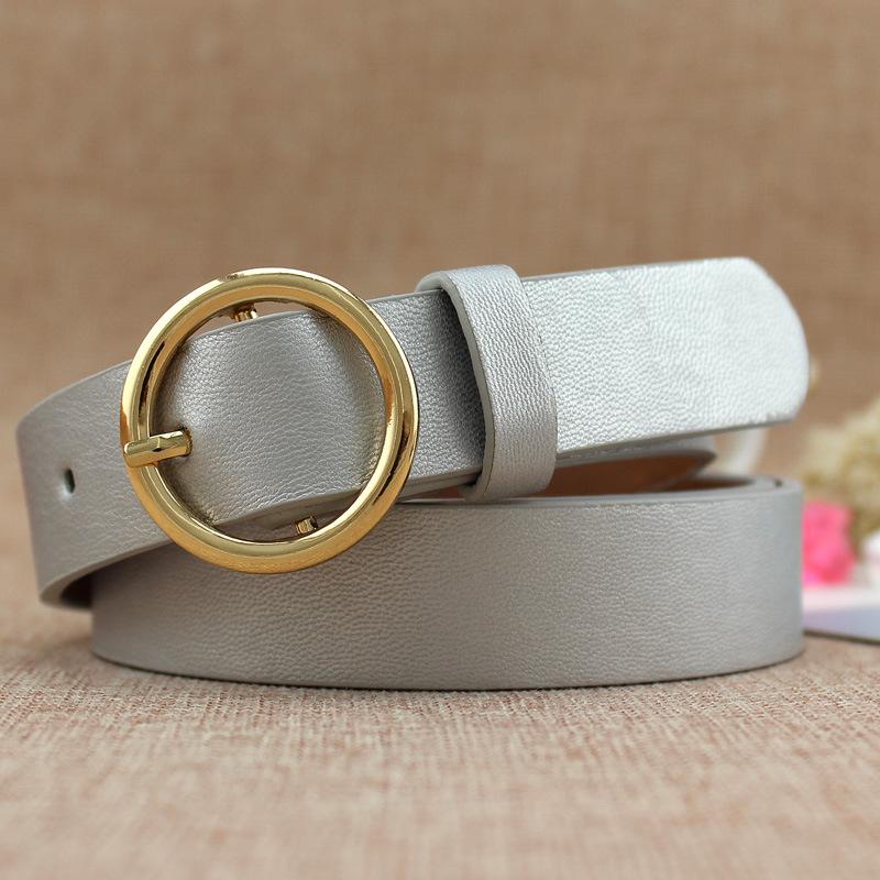 Women'S Round Buckle Belt Casual Retro Jeans Belt Women'S Decorative Thin Belt