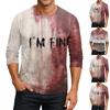 Men's Neck Halloween Print Raglan Sleeve Three-Quarter Length T-Shirt for Casual Wear
