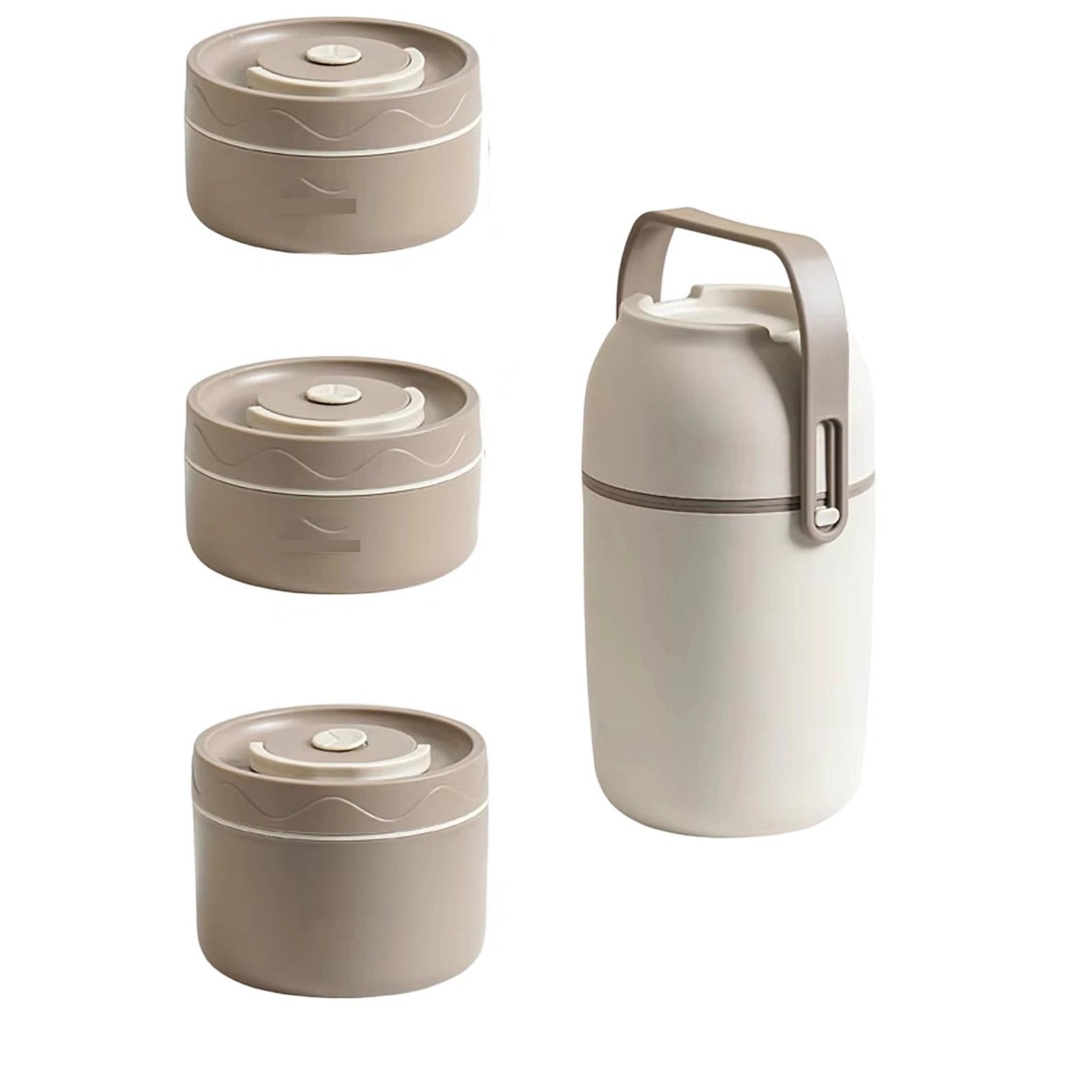 английский: 3-уровневый изолированный набор ланч-боксов из нержавеющей стали для и школы one size бежевый