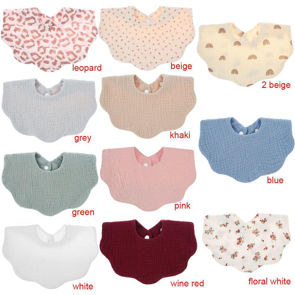 Solid Color Flower Newborn Bib Infant Burp Cloths Cotton Gause Baby Bibs Bandana Scarf for Kid Girl Boy Feeding Saliva Towel