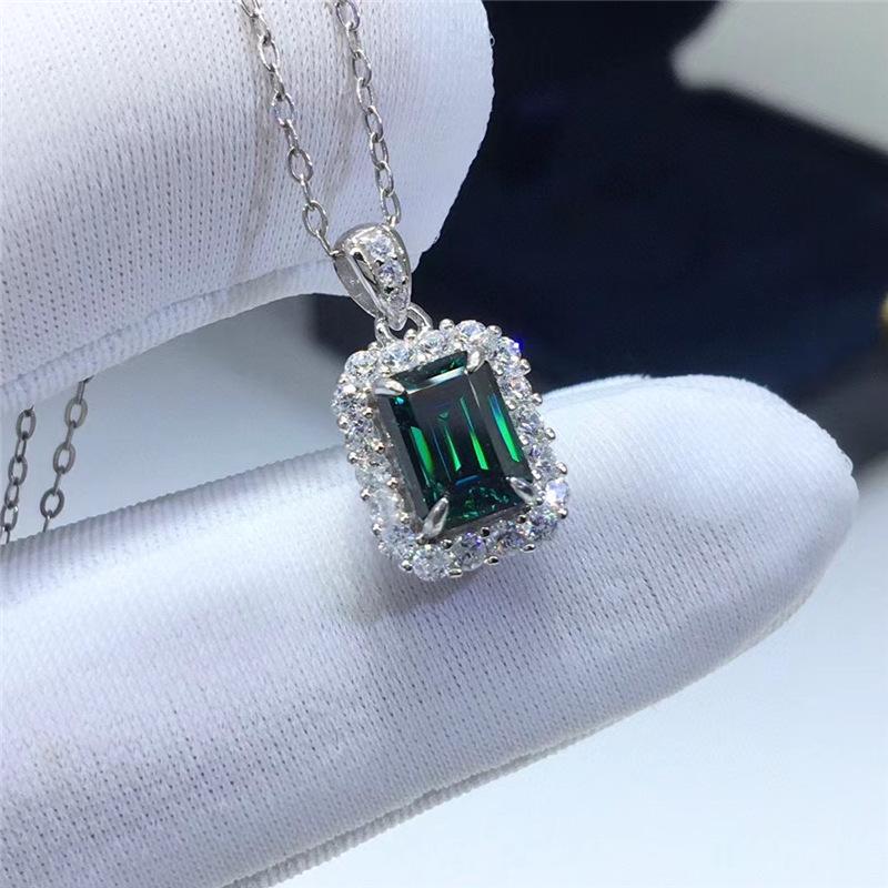 1 Carat Irregular Green Moissanite Pendant with Certificate and Diamond Tester Authentication