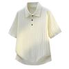 Solid Color Striped POLO Shirt Short-sleeved T-shirt Thin Ice Silk Sweater
