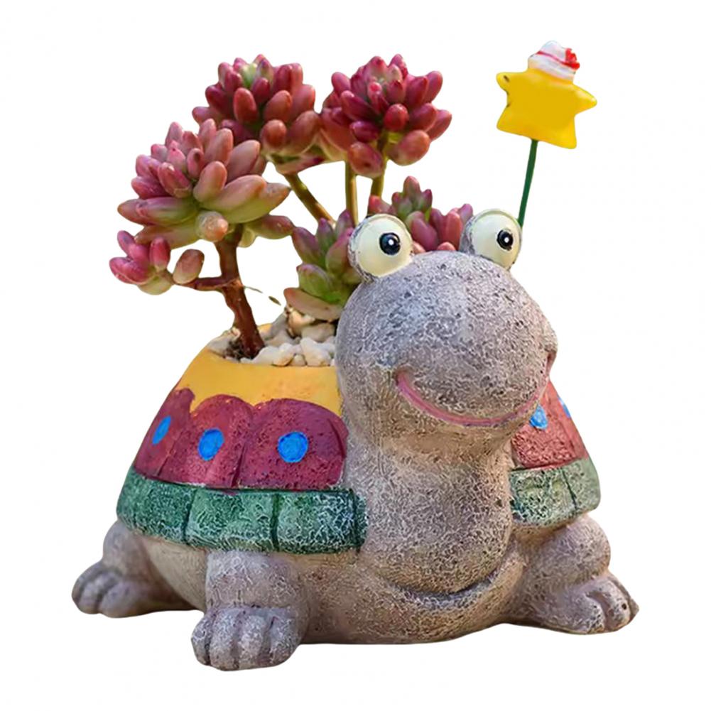 

Flowerpot Colorful Turtle Shape Resin Planter Cartoon Style Indoor Outdoor Decorative Gardening Container Plant Pot Decoration
