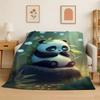 Cartoon Cute Panda China Animal Flannel Blanket Soft Throw Blanket for Bedroom Living Room Bed Travel Camping Picnic Nap Cover