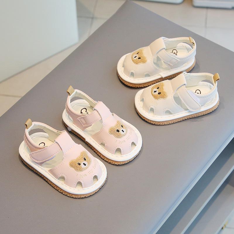 Sommer neue Baby Kleinkind Schuhe 0-1 - 2 Jahre altes Baby weichbesohlt Bär Tasche Kopf genannt Schuhe fallen nicht ab Sandalen atmungsaktiv
