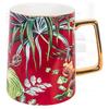 480ml Ceramic Coffee Mug With Luxury Gold Handle Pastoral Style Gold Flower Bird Magpie Birthday Gift Mugs