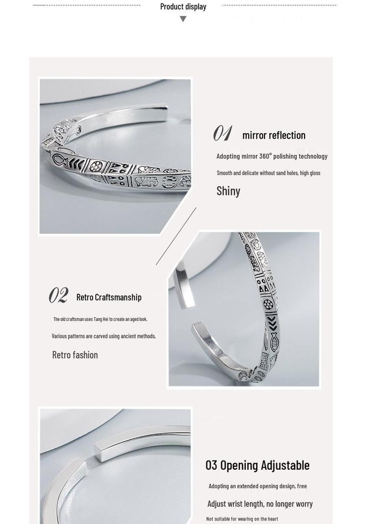 Silver-Plated Bohemian Mobius Strip Cuff Bracelet for Women