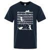 Cotton T Shirt Printed Cat Playing Staves Funny T-shirts for Men Summer Short Sleeve Top Tee Shirts Casual Basic Mens T-shirt