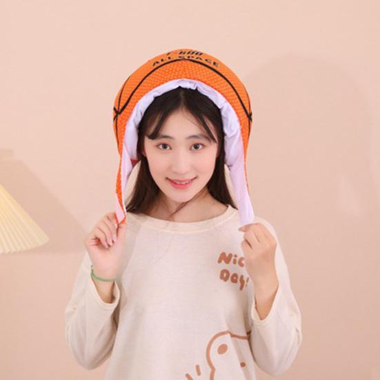 Basketbalová pokrývka hlavy Nastavitelná Měkká Teplá Oranžová Pokrývka hlavy Crossdressing Simulace Basketbalový klub Selfie rekvizita Plyšová čepice Narozeninový dárek