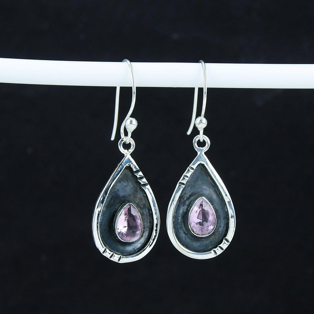 Amazing Pink Kunzite Gemstone Earrings, 925 Sterling Silver Earring, Handmade Boho Silver Jewelry Dangle Earrings, Anniversary Gift