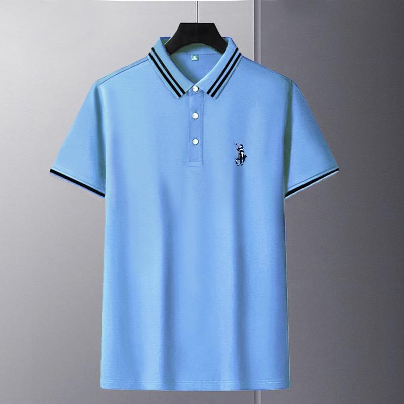 TrendHub Polo Shirt Men New High Quality Cotton Mens Short Sleeve Solid Color Embroidery Casual Polo Shirt