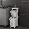 Dirty Clothes Basket Bathroom Laundry Shelf Rolling Baskets with Wheels Toy Trolley Storage Rack Clothing Cart Organizer Shelves