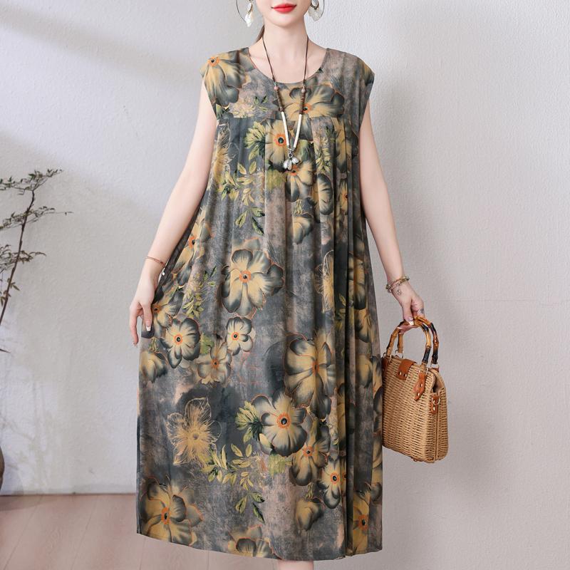 Rochie Vintage Vara Marime Plus Femeie Oversize Largi Fara Maneci Casual Elegant Rochii Lungi