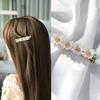 New Fashion White Flowers Leaves Pearl Hairpin Cute Romantic Golden Spring Duckbill Clip Barrette Hair Jewelry Hair Accessories