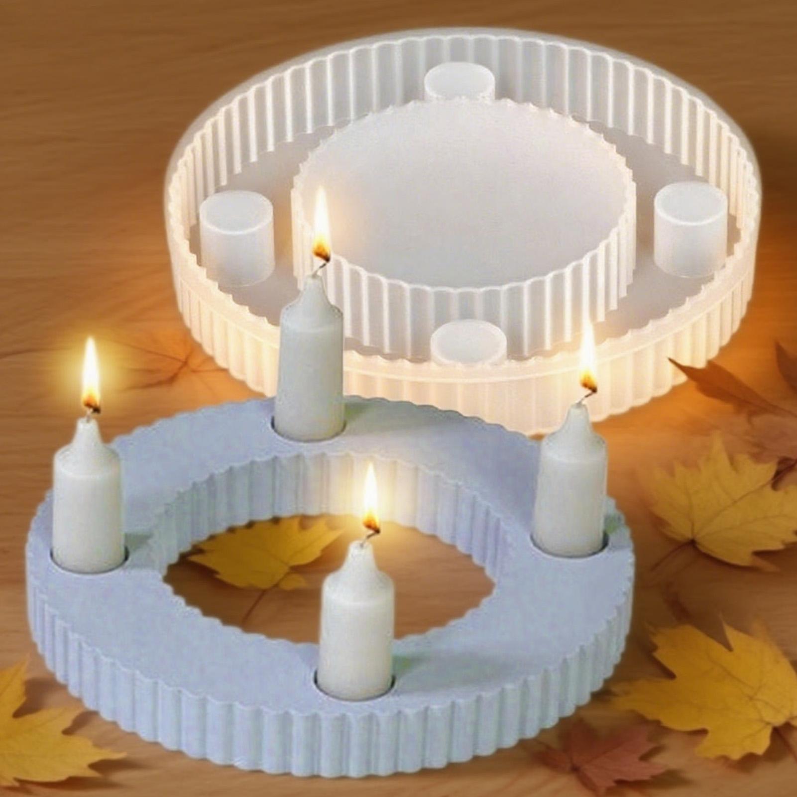 Силиконовая форма для подсвечника 4 отверстия Круглая форма для подсвечника Круглая форма Инструмент для рукоделия Для украшения дома Фестиваль Мастерская Стол China Mainland