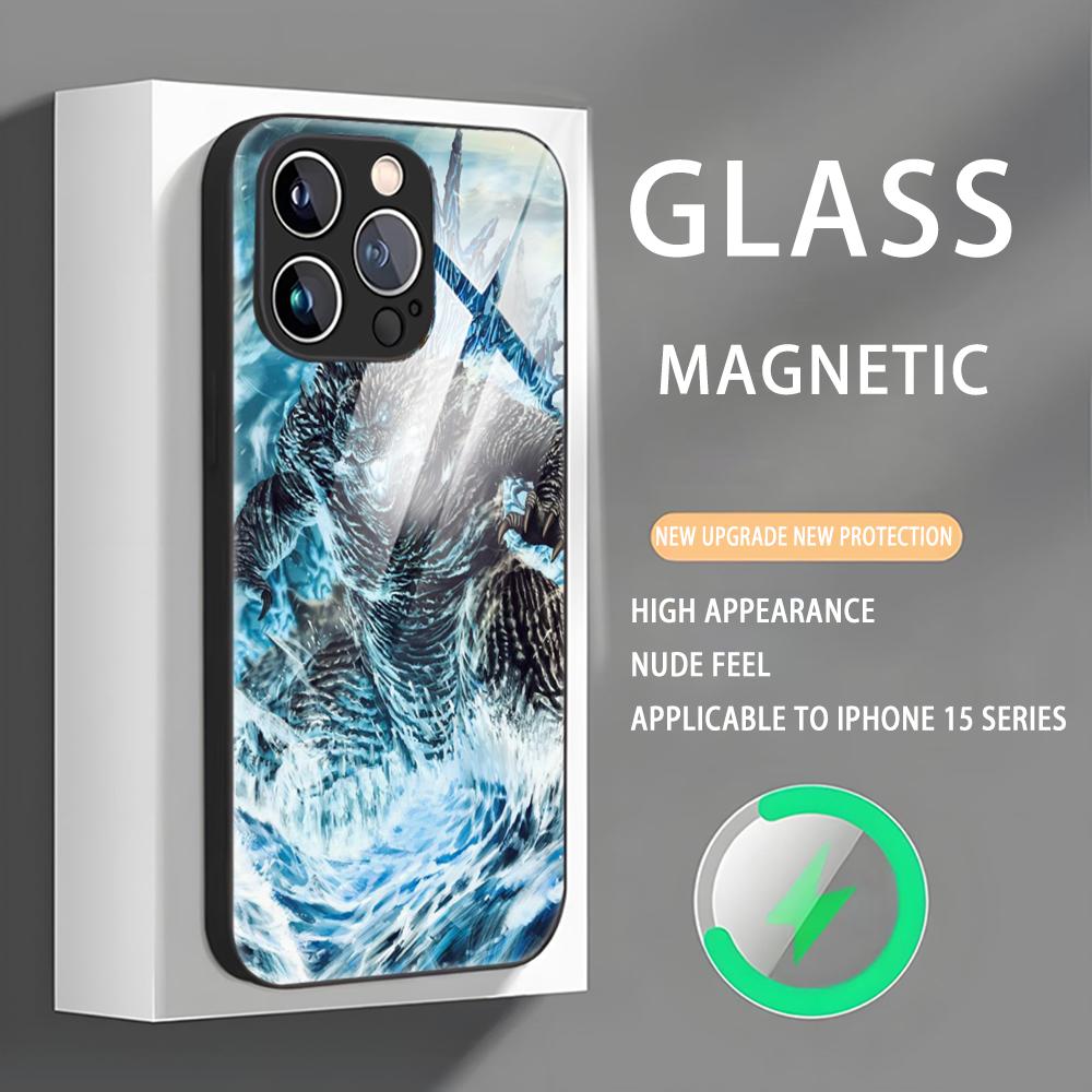 Anime G-GodzillaS Monsters Phone Case For iPhone 16 15 14 13 12 11 X XR XS 8 Plus Mini Pro Max Glass Magnetic Phone Case