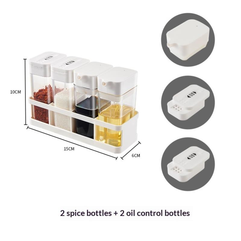 Spice Organizer Set 4-in-1 - Stackable Kitchen Bottles, Airtight Lids For Salt Pepper Baking,Countertop Space Saver Jars