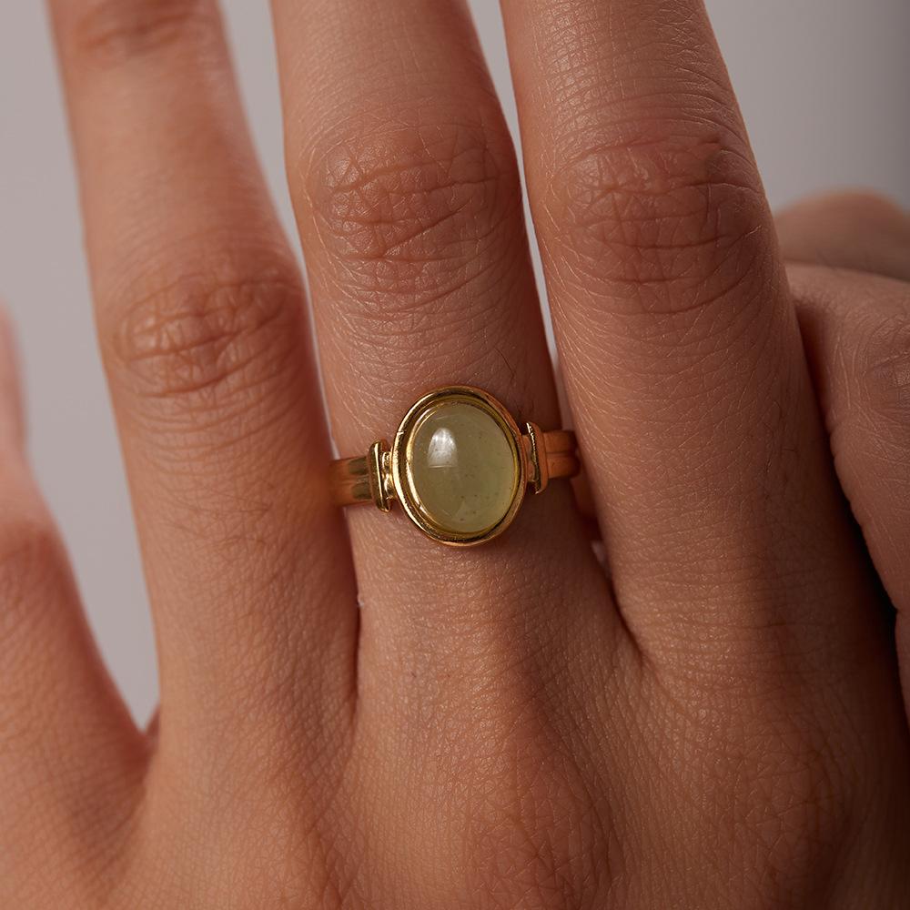 Europäischer und amerikanischer INS Internet-Star gleicher Ring 18K Gold ovaler Tigerauge/grüner/violetter Halbedelstein offener Ring