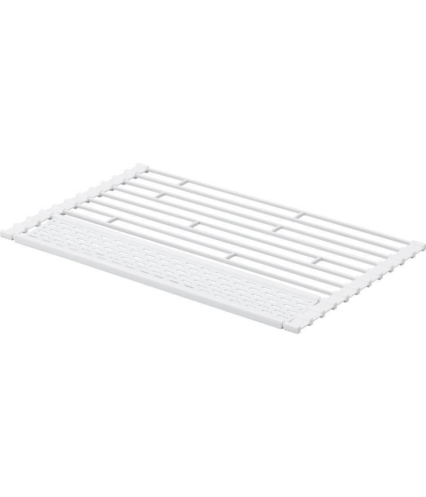Yamazaki Foldable Dish Drainer Tower with Silicone Size 42 x 26 x Features a tray for draining small items and is foldable for easy Tray, S, White,