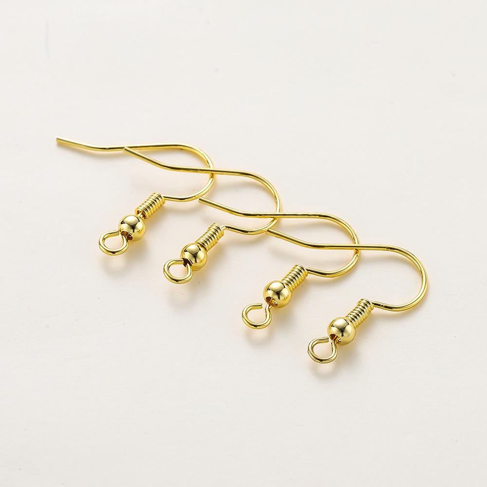 

20pcs/bag 18*18mm 14K 18K Gold Plated Brass Earring Hook with Beads High Quality For DIY Jewelry Making Accessorie 20pcs