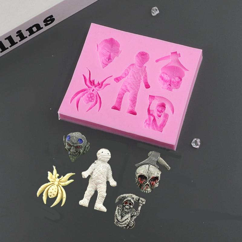 Cartoon Halloween Fondant Chocolate Mold Cake Decorating Tools Skull Bat Tombstone Baking Silicone Mold Easy to Clean